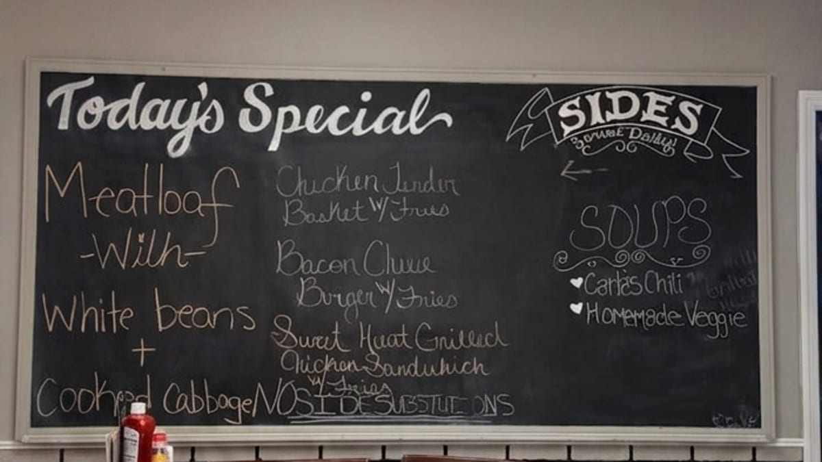 Today's specials, on the chalkboard